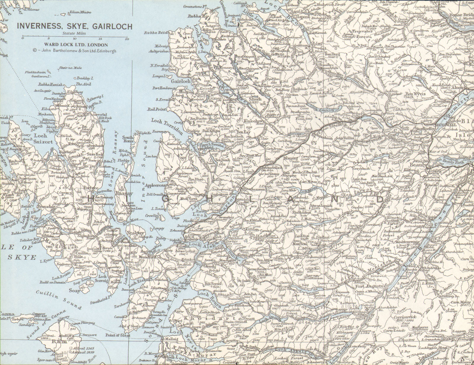 SCOTTISH HIGHLANDS. Inverness Skye Gairloch Dingwall Loch Ness 1975 old map